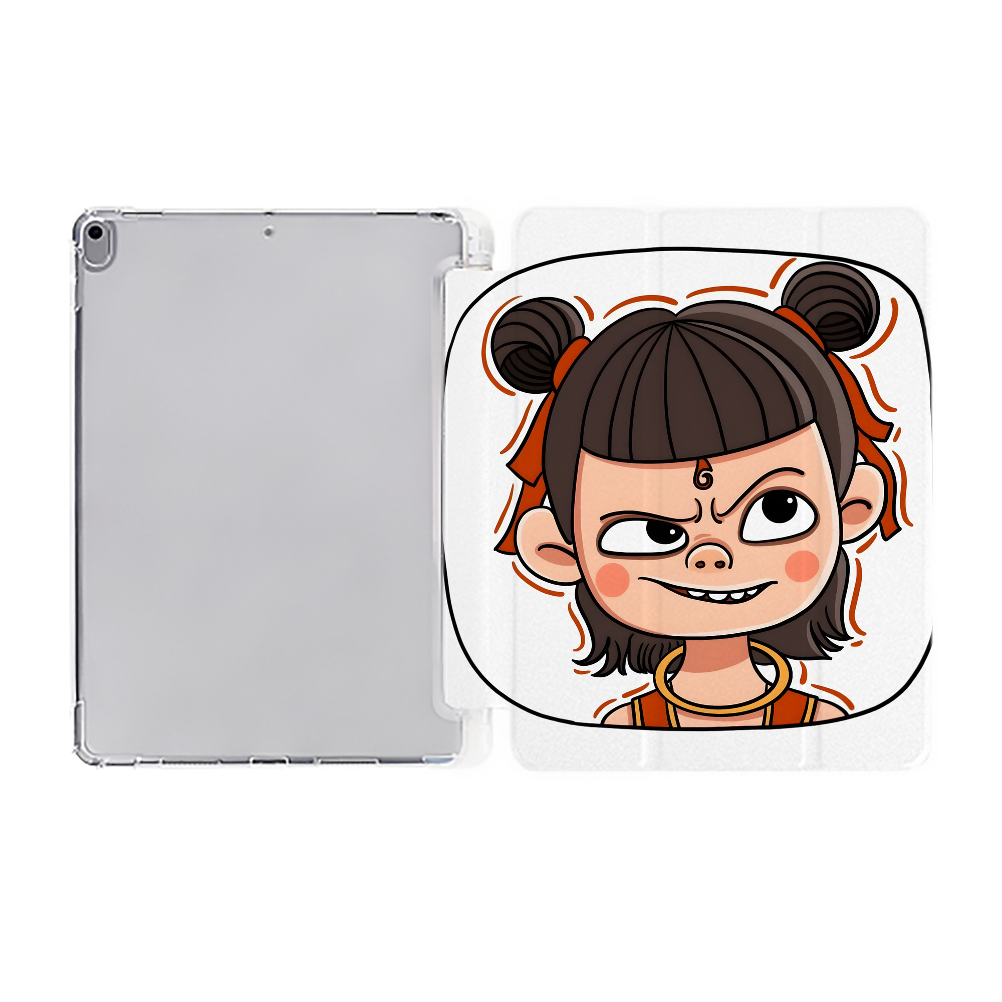 （画像用） Ne Zha 2 ナタ 魔童の大暴れ IPad ケース ペン収納付き 三つ折りスタンド PUレザー×シリコン 対応機種9.5/10.5/10.9インチ